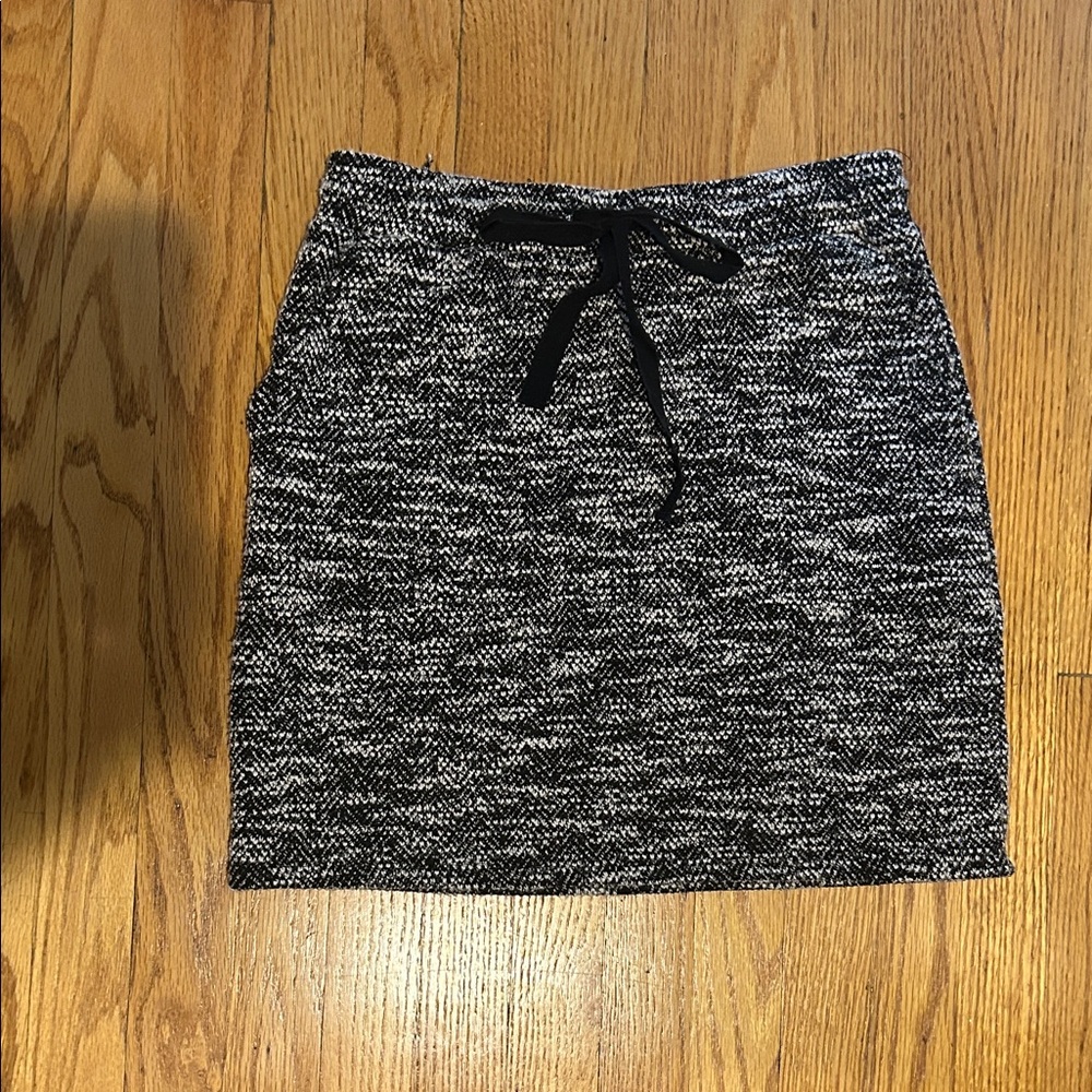 LOFT Black & White Knit Drawstring Pencil Skirt